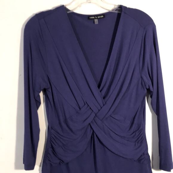 Cable and Gauge Blue Draped Blouse. M - Picture 2 of 5